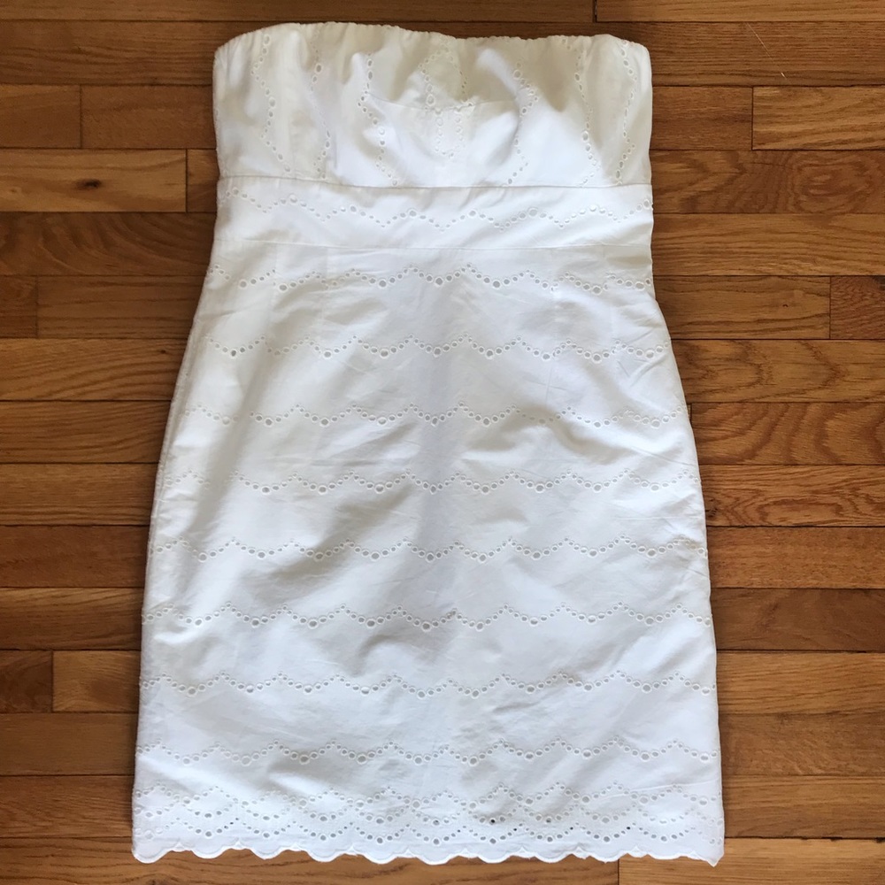 New with tag J crew white eyelet strapless dress